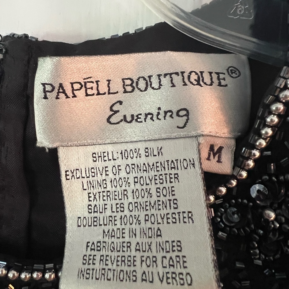 Papell Boutique Black Beaded Evening Dress - Picture 4 of 5